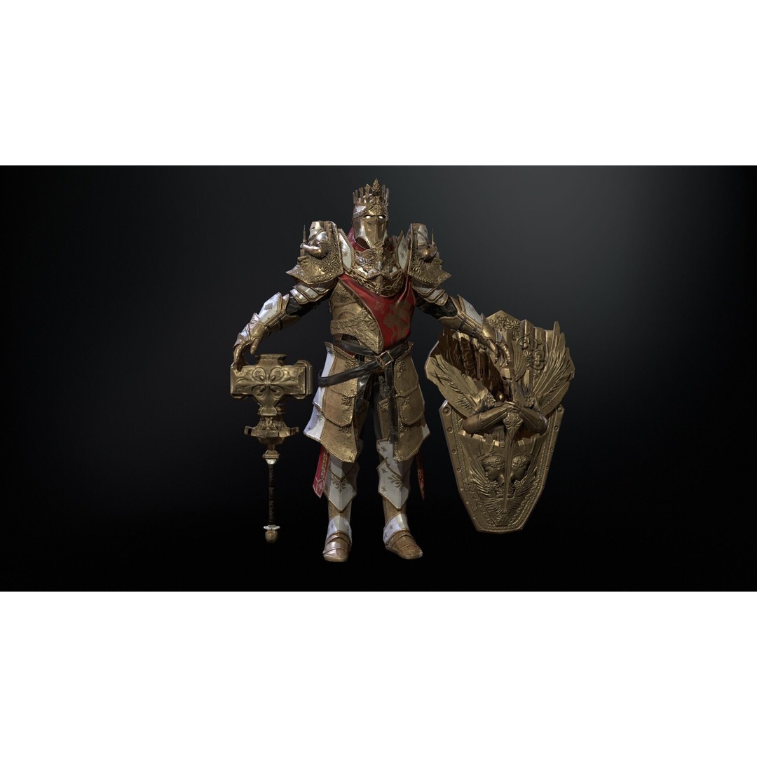 Paladin 3D Model – Low Poly Character Asset, Rigged, FBX - View 14