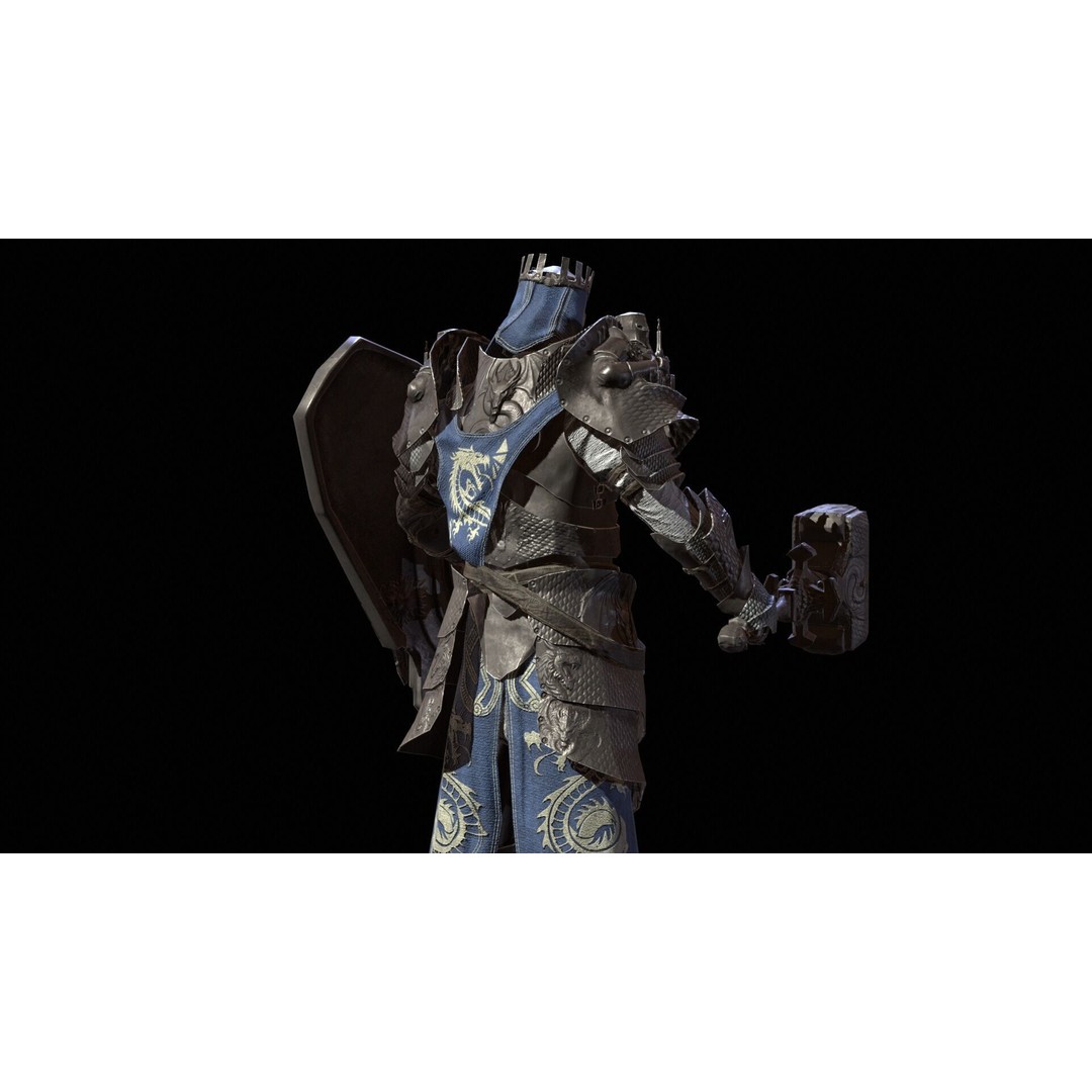 Paladin 3D Model – Low Poly Character Asset, Rigged, FBX - View 15