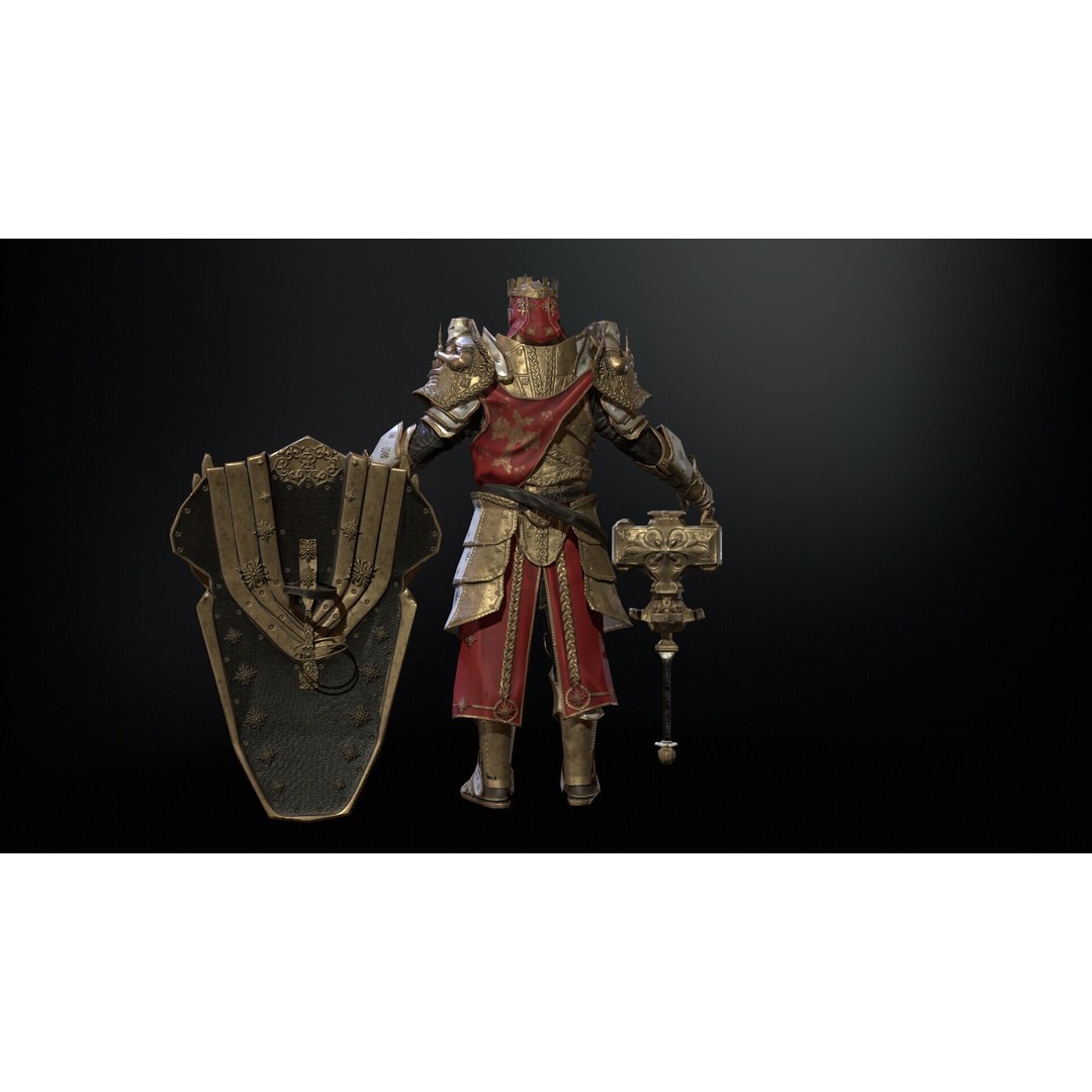 Paladin 3D Model – Low Poly Character Asset, Rigged, FBX - View 16