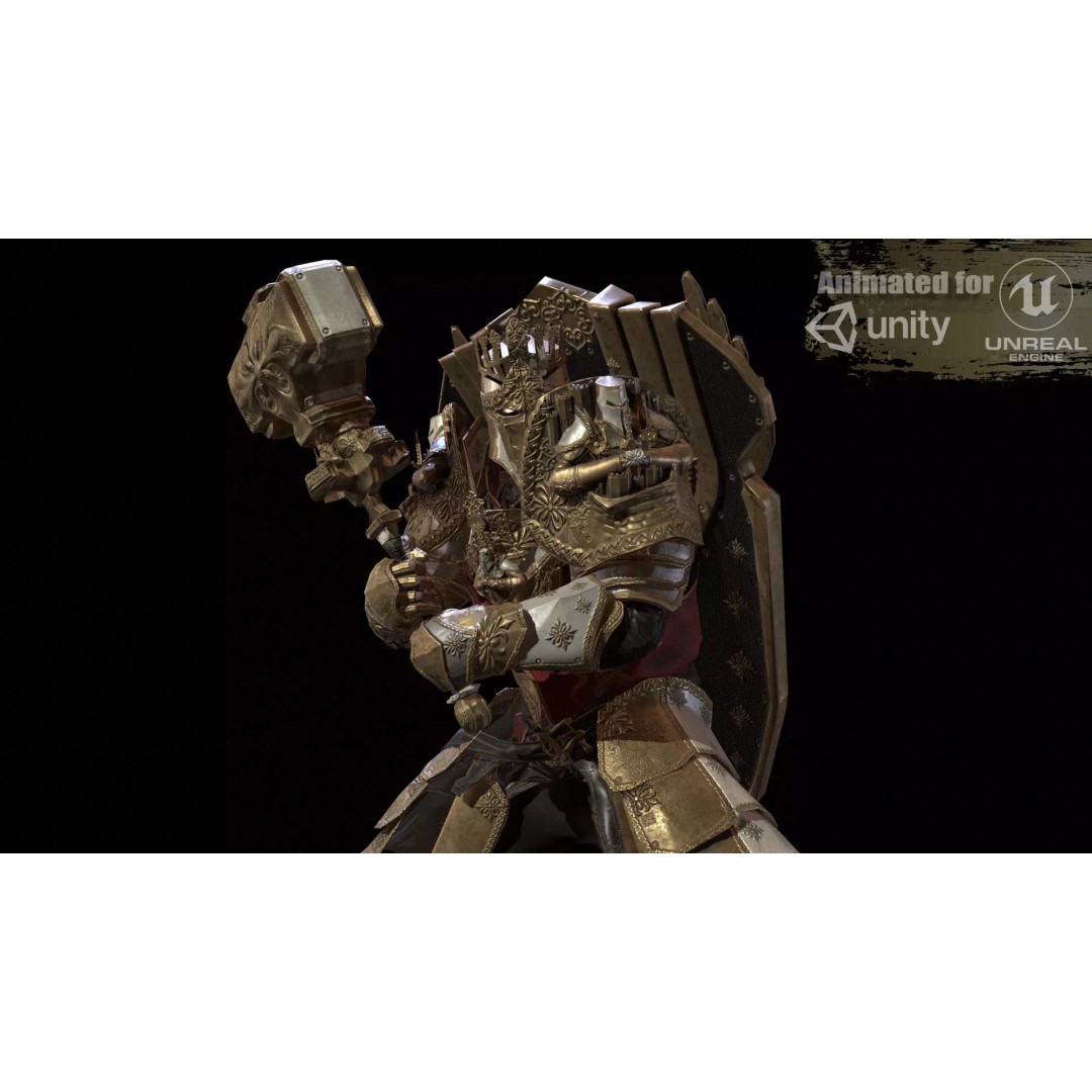 Paladin 3D Model – Low Poly Character Asset, Rigged, FBX - View 2