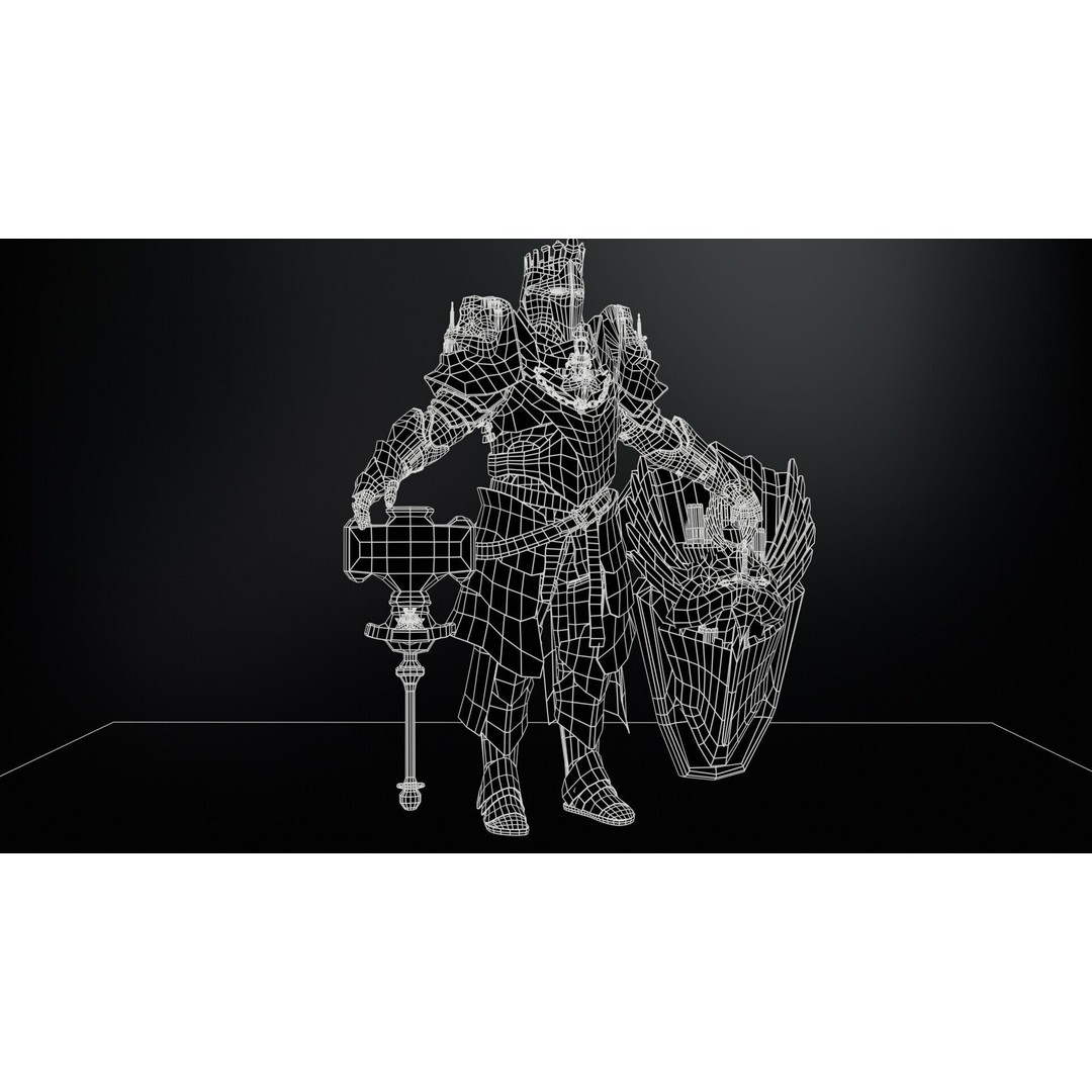 Paladin 3D Model – Low Poly Character Asset, Rigged, FBX - View 21