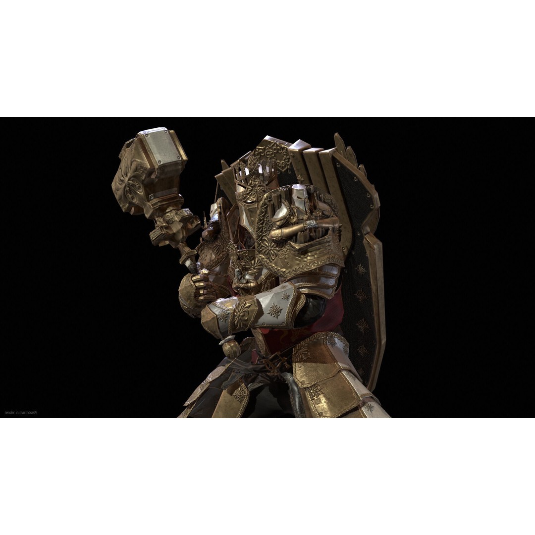 Paladin 3D Model – Low Poly Character Asset, Rigged, FBX - View 3