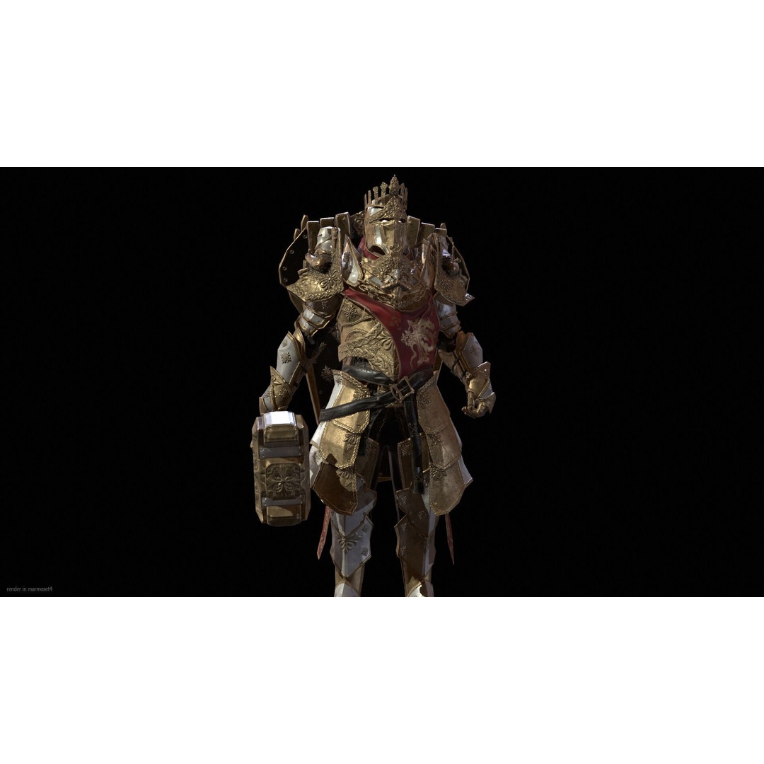 Paladin 3D Model – Low Poly Character Asset, Rigged, FBX - View 4