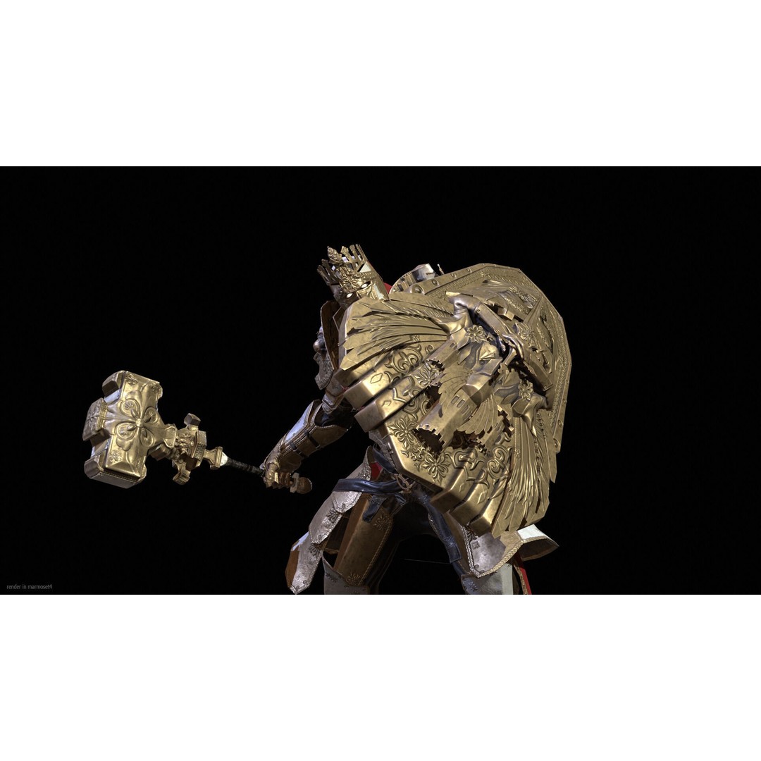 Paladin 3D Model – Low Poly Character Asset, Rigged, FBX - View 6