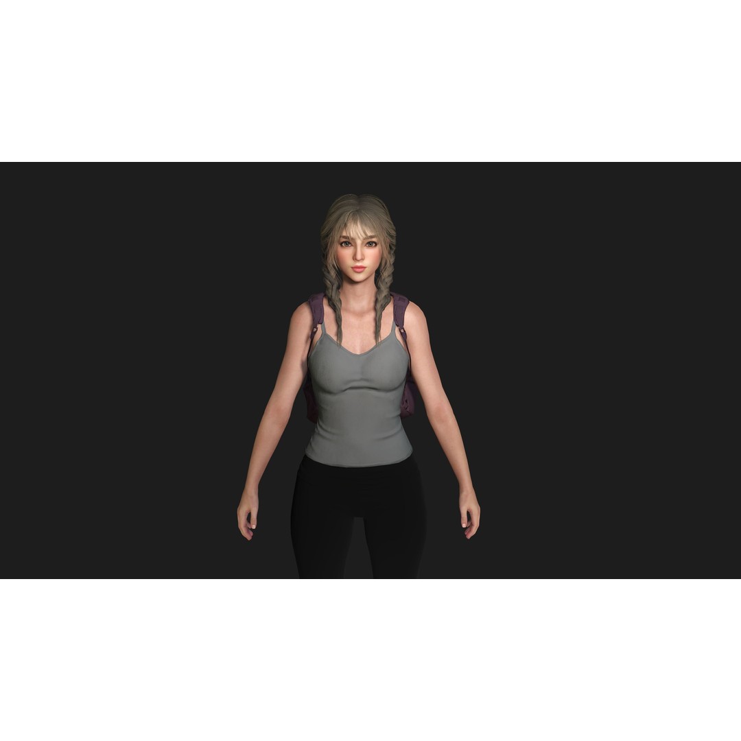 Madison 3D Model – Realistic Young Girl Character, Game Ready, FBX - View 12