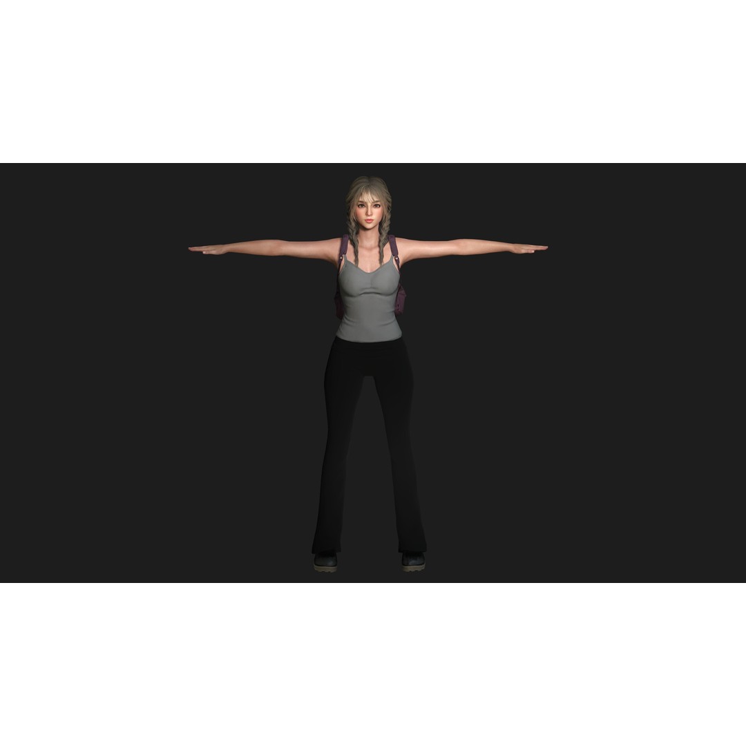 Madison 3D Model – Realistic Young Girl Character, Game Ready, FBX - View 16