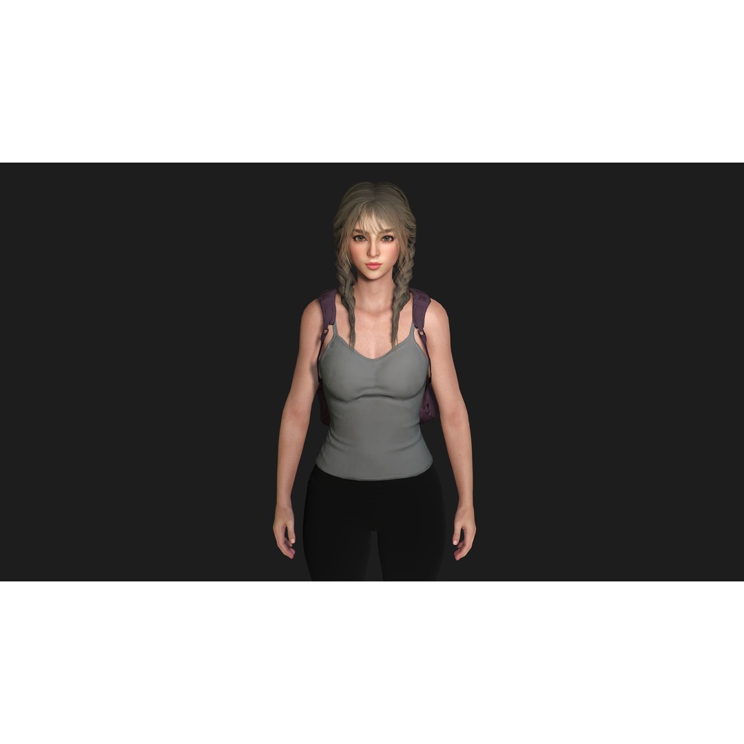Madison 3D Model – Realistic Young Girl Character, Game Ready, FBX - View 6