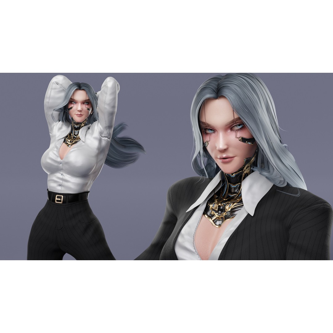Viktoria 3D Model – Stylized Female Fighting Character, Rigged, FBX - View 15