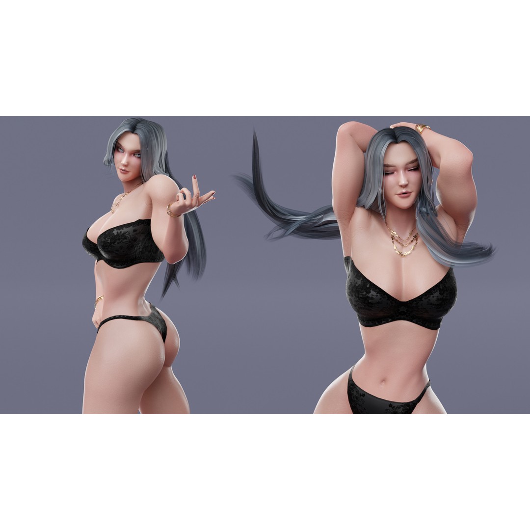 Viktoria 3D Model – Stylized Female Fighting Character, Rigged, FBX - View 18