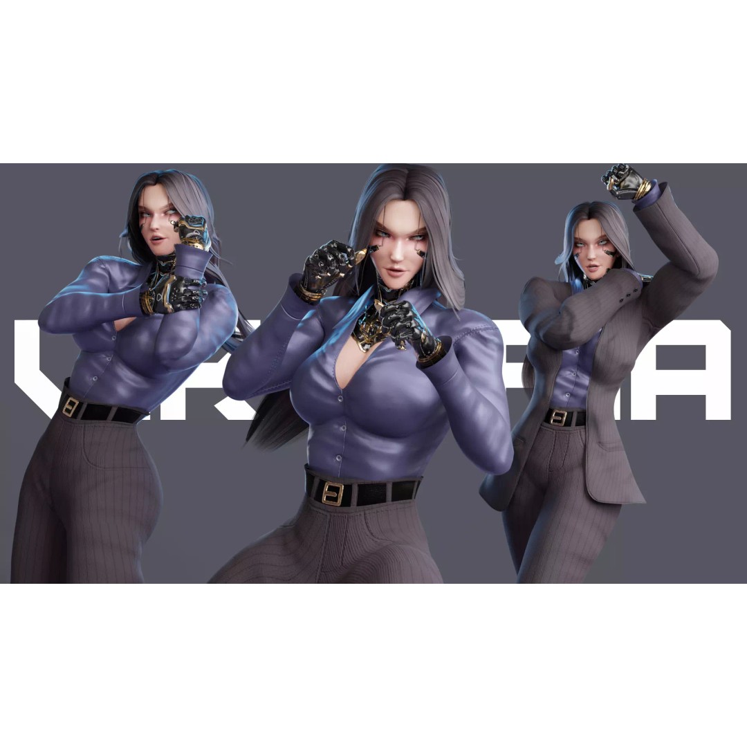 Viktoria 3D Model – Stylized Female Fighting Character, Rigged, FBX - View 2