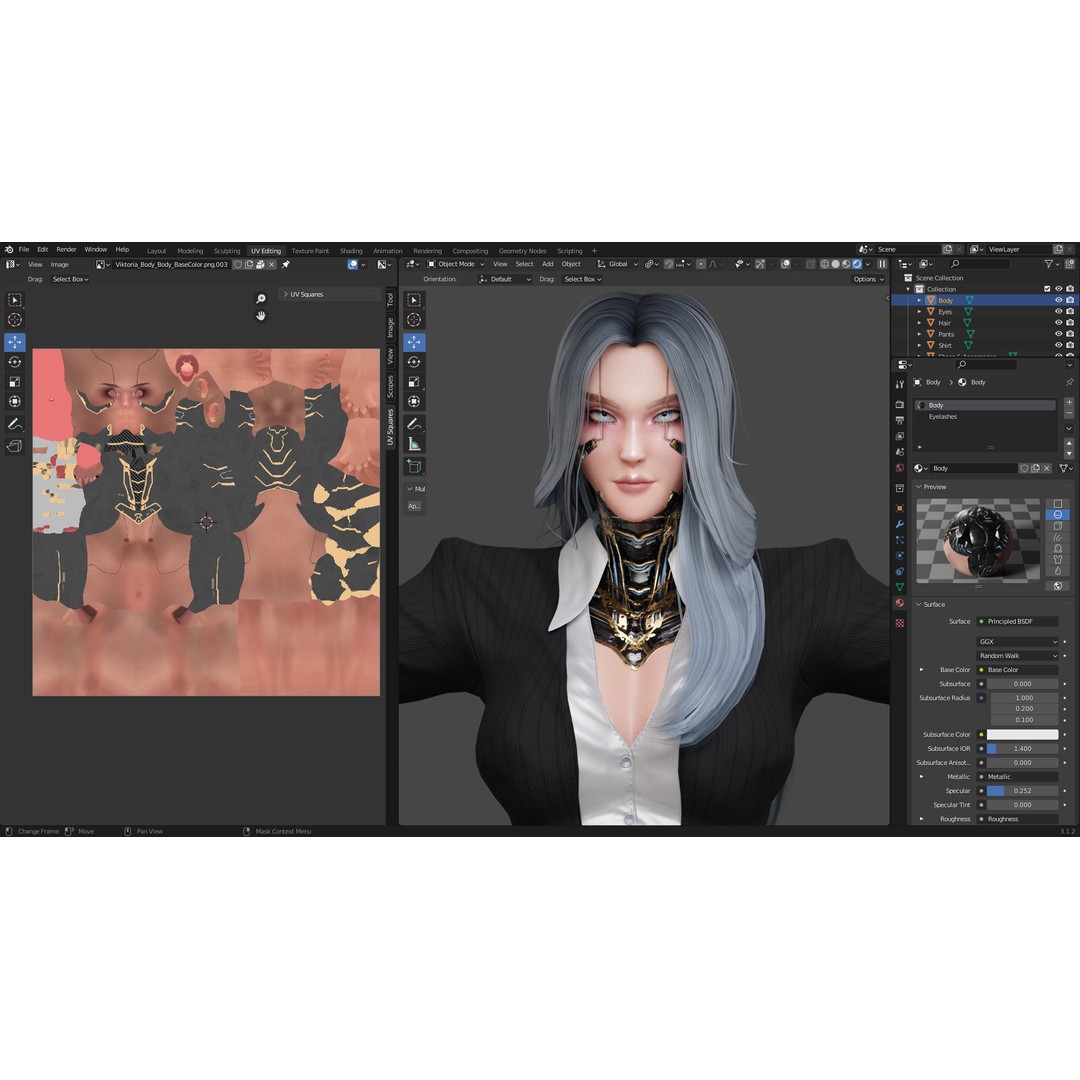 Viktoria 3D Model – Stylized Female Fighting Character, Rigged, FBX - View 26