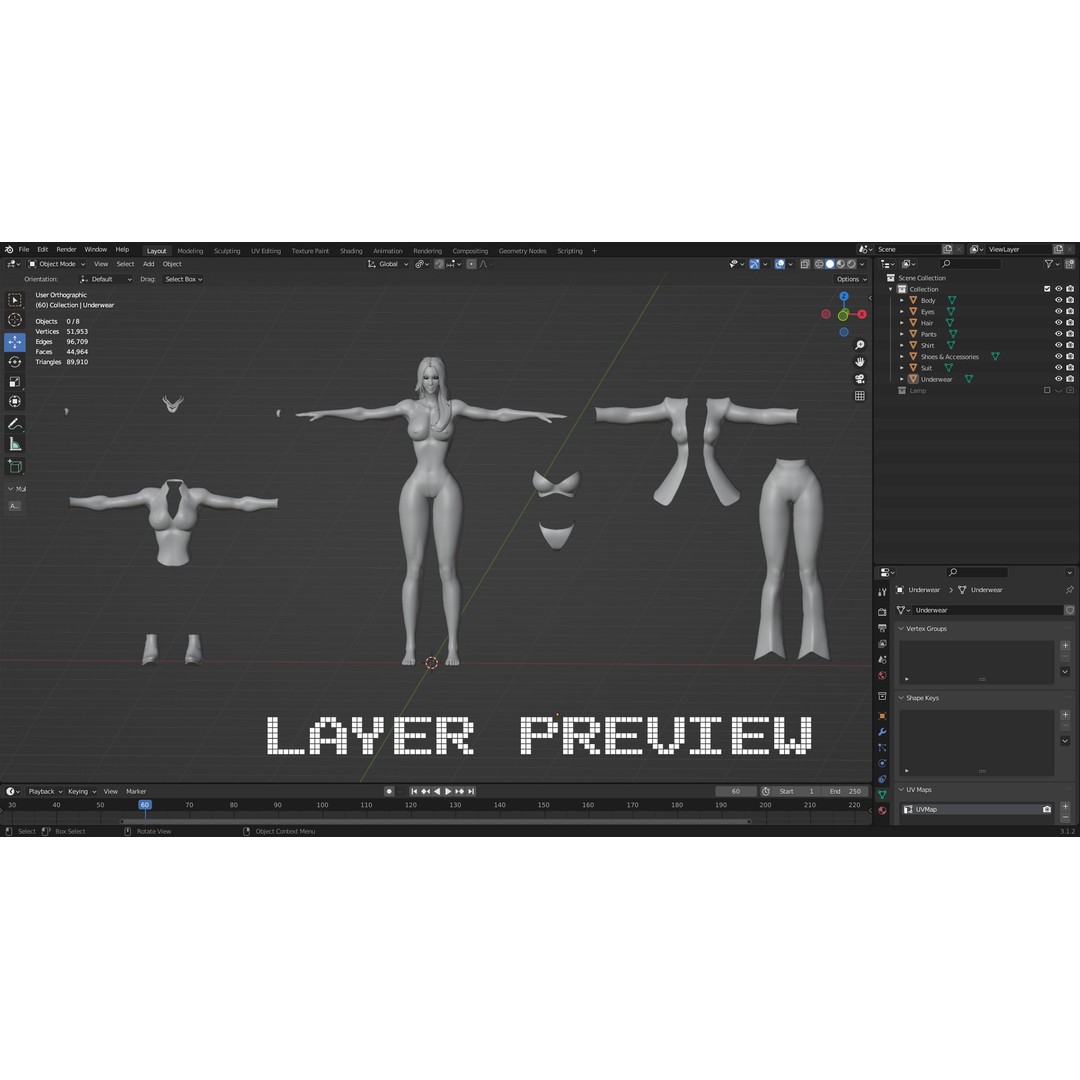 Viktoria 3D Model – Stylized Female Fighting Character, Rigged, FBX - View 28