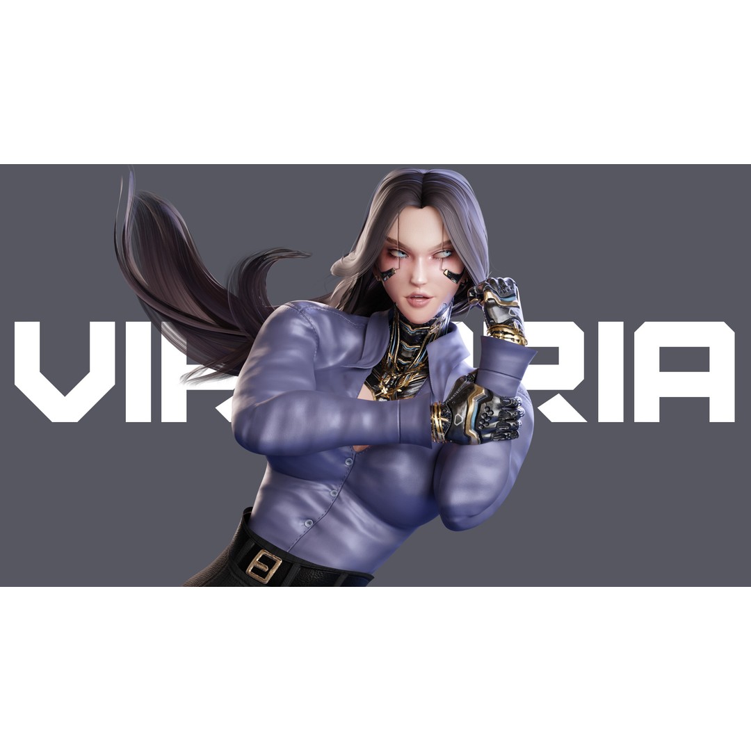 Viktoria 3D Model – Stylized Female Fighting Character, Rigged, FBX - View 3