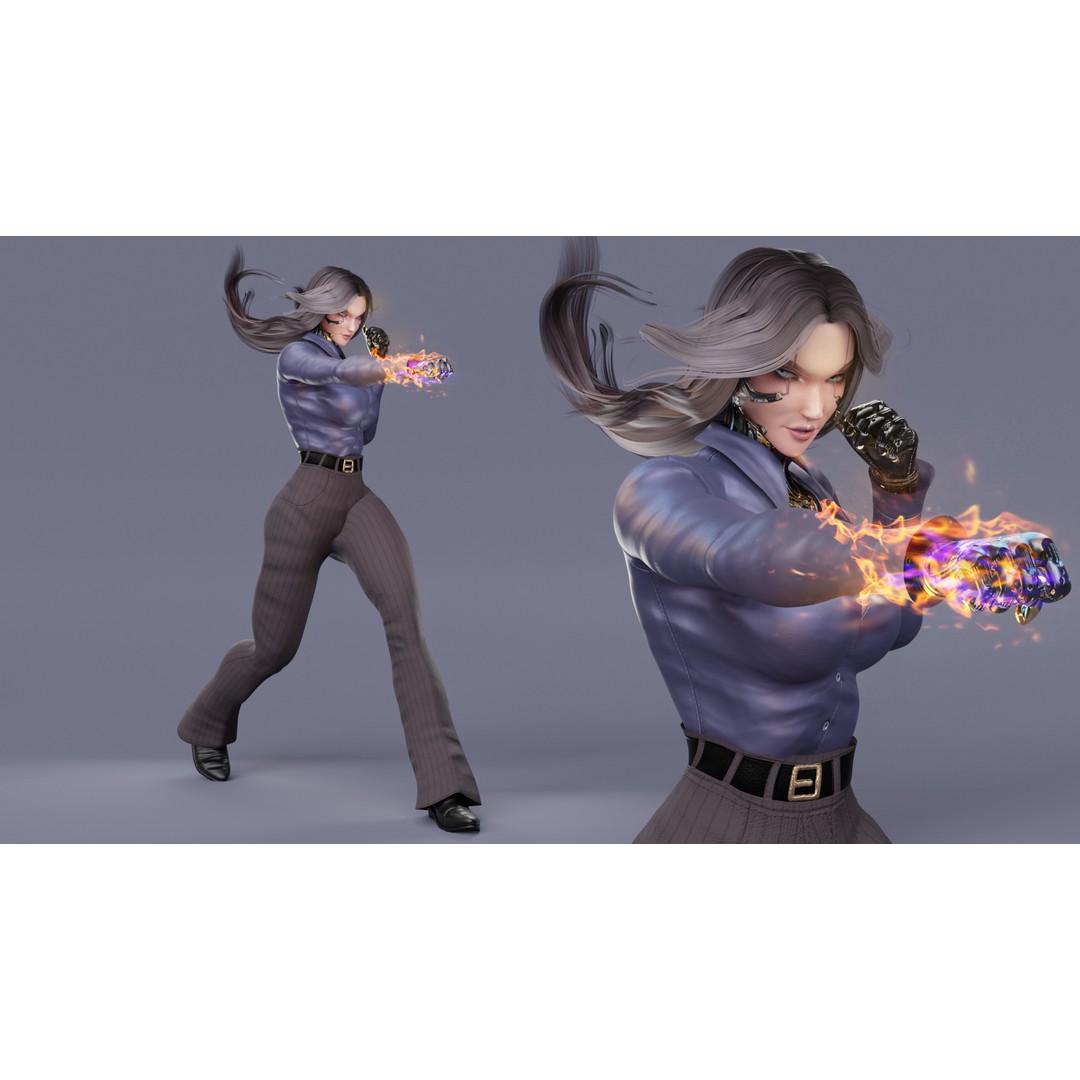 Viktoria 3D Model – Stylized Female Fighting Character, Rigged, FBX - View 5