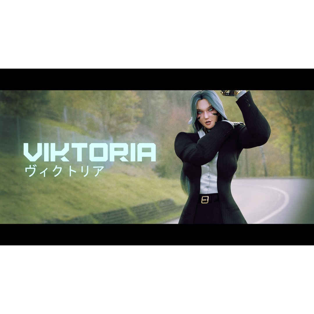 Viktoria 3D Model – Stylized Female Fighting Character, Rigged, FBX - View 6