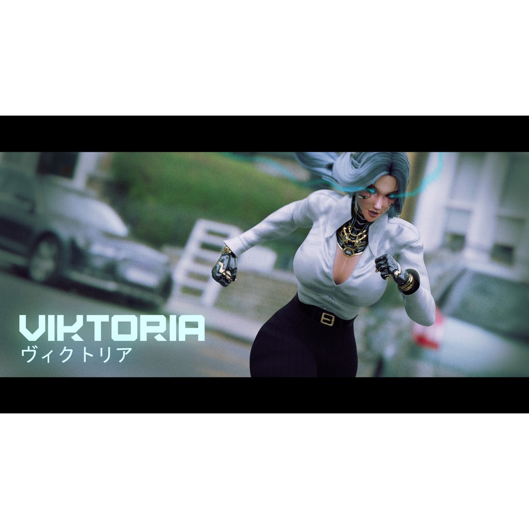 Viktoria 3D Model – Stylized Female Fighting Character, Rigged, FBX - View 7