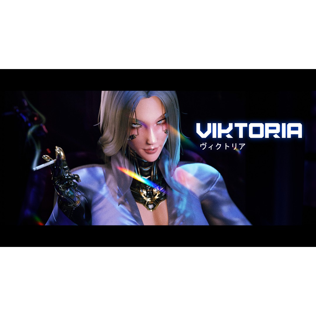 Viktoria 3D Model – Stylized Female Fighting Character, Rigged, FBX - View 9