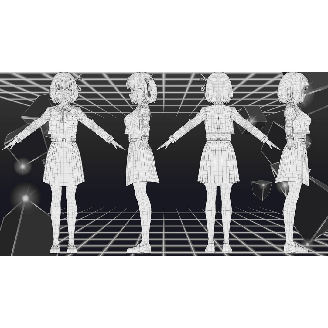 Nishikigi Chisato 3D Model – Anime Character Rigged for Blender