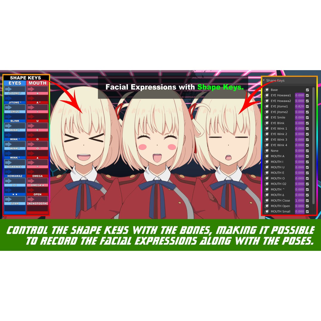 Nishikigi Chisato 3D Model – Anime Character Rigged for Blender - View 7
