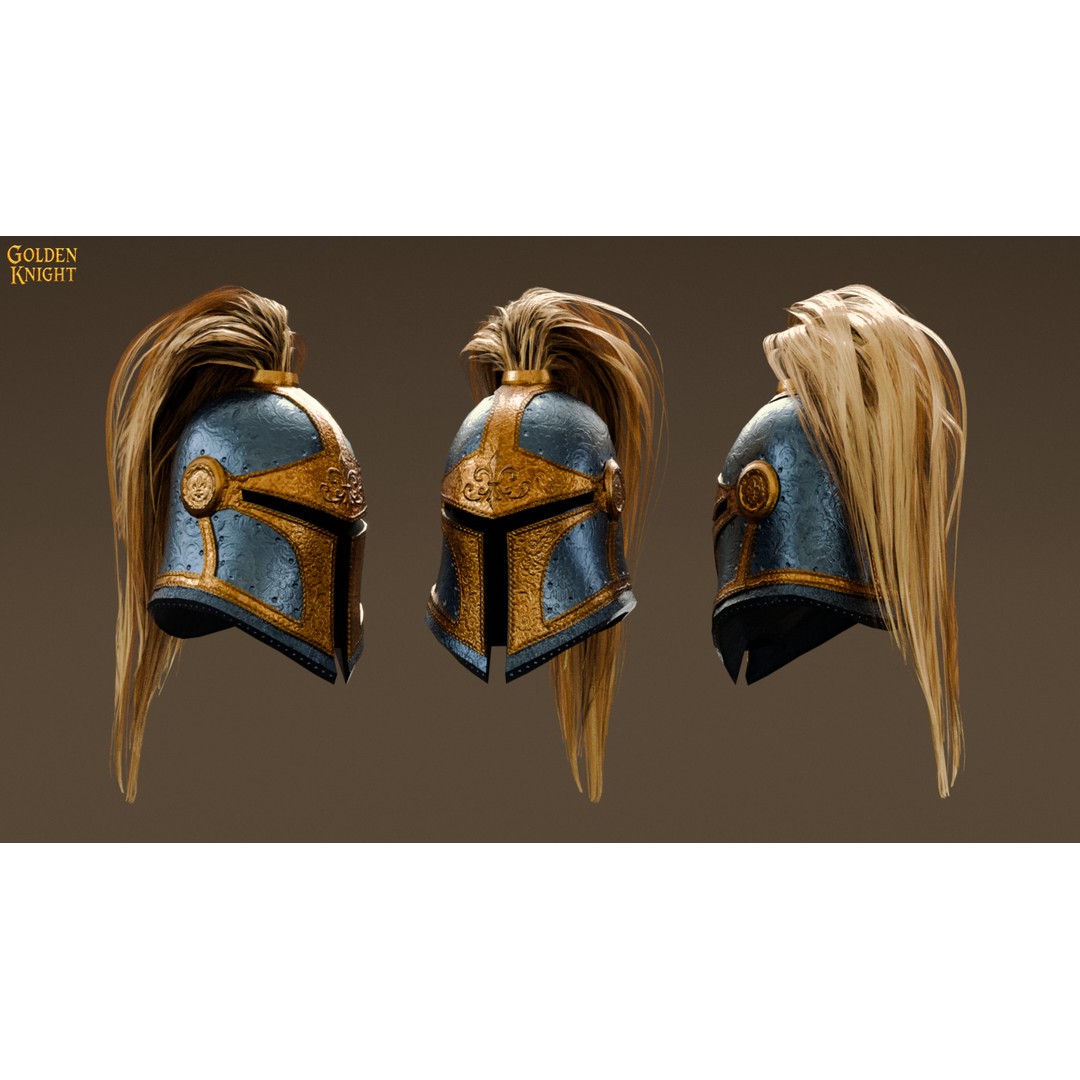 Golden Knight 3D Model – Low Poly Game Ready Character, Rigged, FBX - View 14
