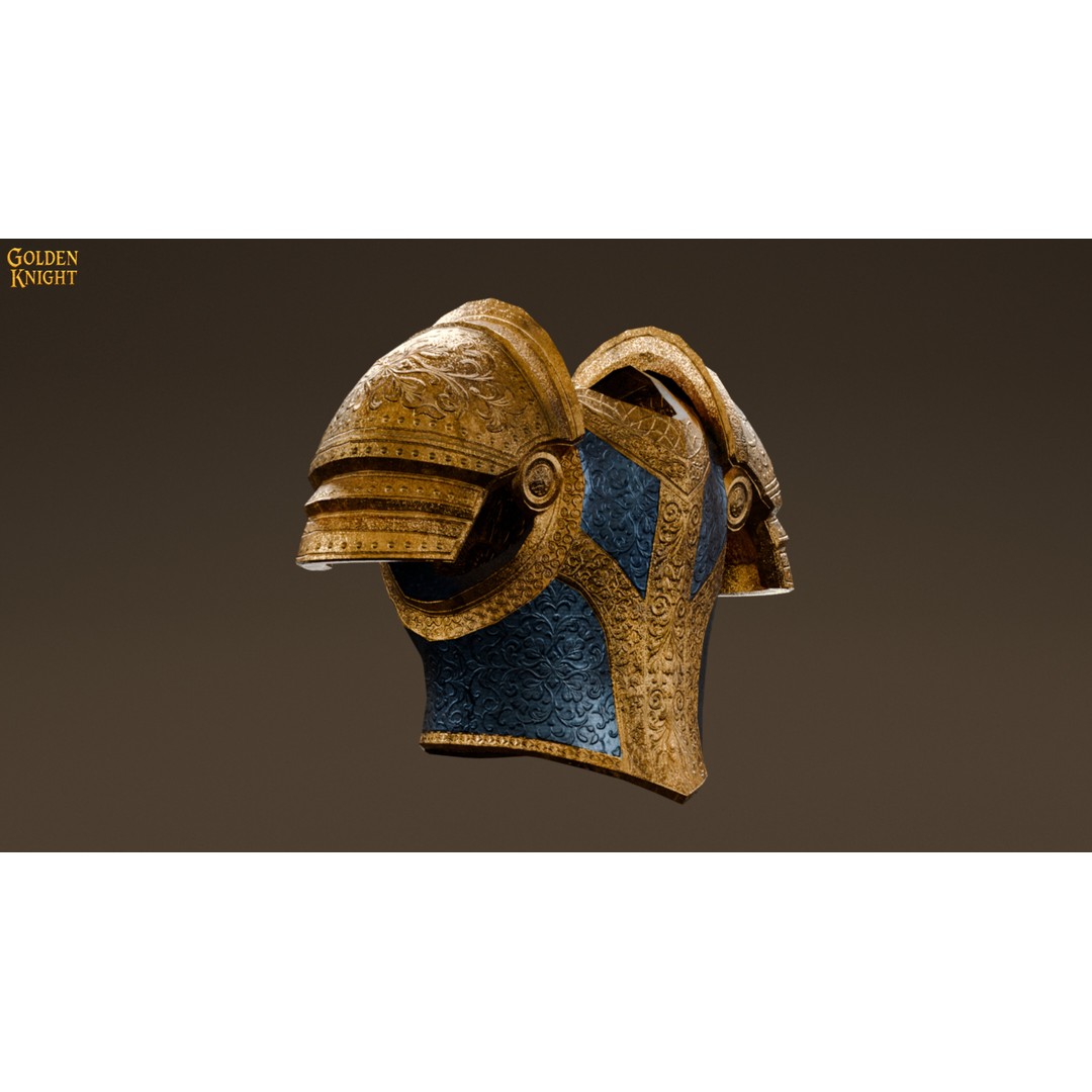Golden Knight 3D Model – Low Poly Game Ready Character, Rigged, FBX - View 7