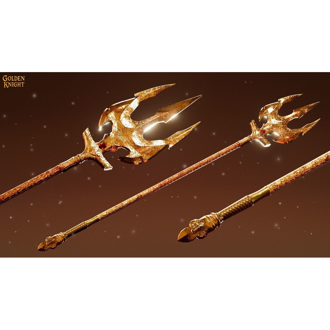 Golden Knight 3D Model – Low Poly Game Ready Character, Rigged, FBX - View 9