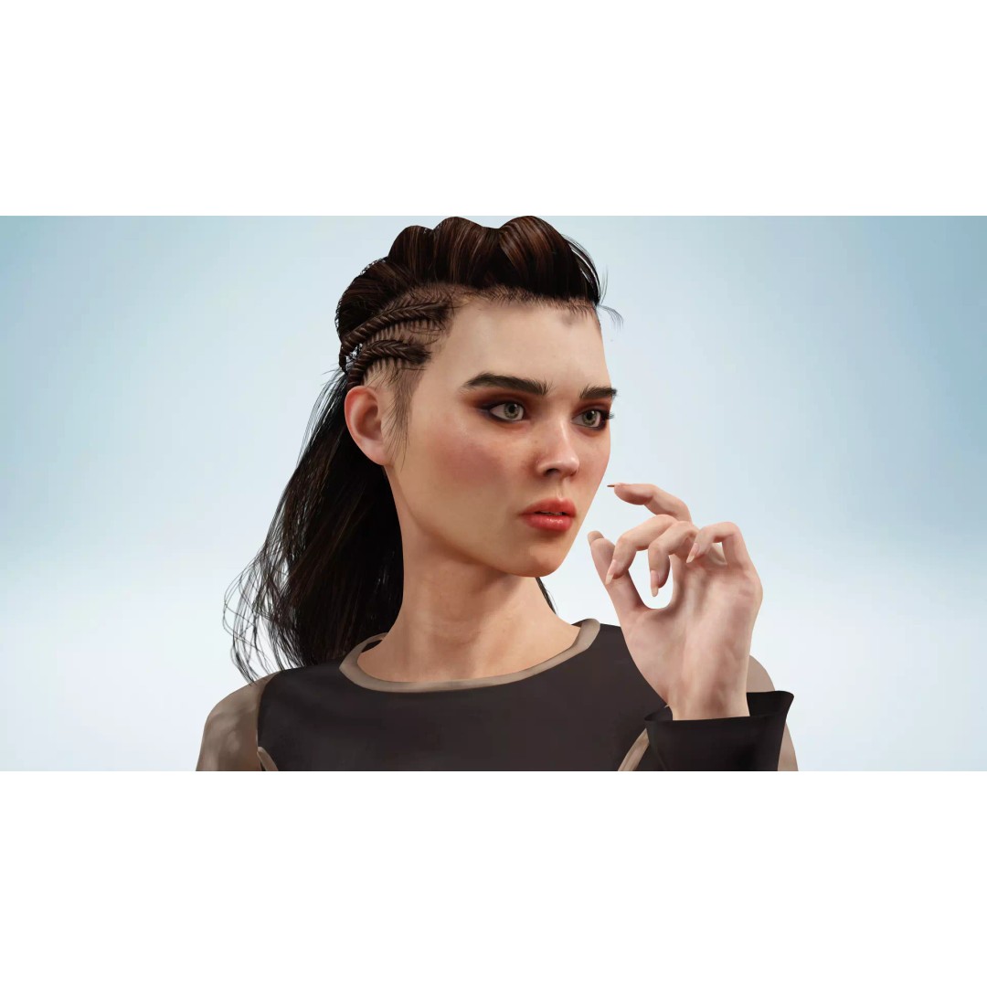 Medieval Female Character 3D Model – Stylized Low-Poly Game Asset, FBX - View 10