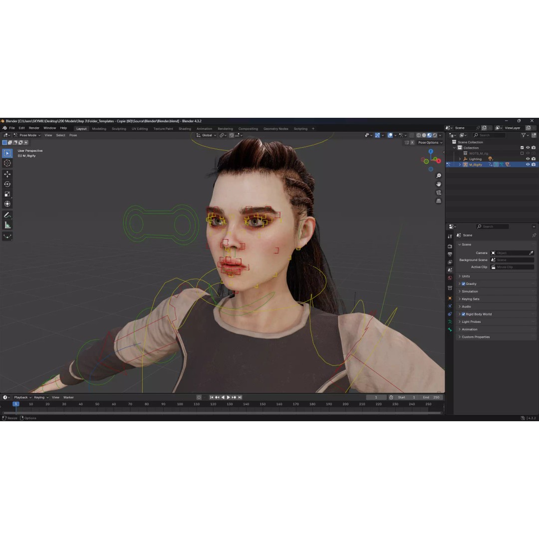 Medieval Female Character 3D Model – Stylized Low-Poly Game Asset, FBX - View 14