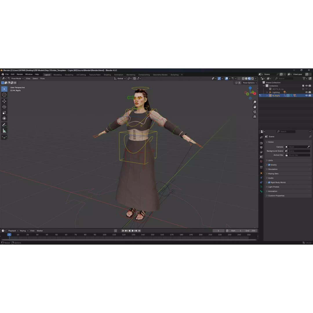 Medieval Female Character 3D Model – Stylized Low-Poly Game Asset, FBX - View 15
