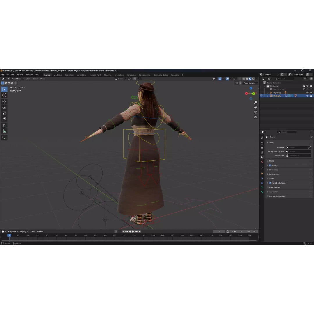 Medieval Female Character 3D Model – Stylized Low-Poly Game Asset, FBX - View 16