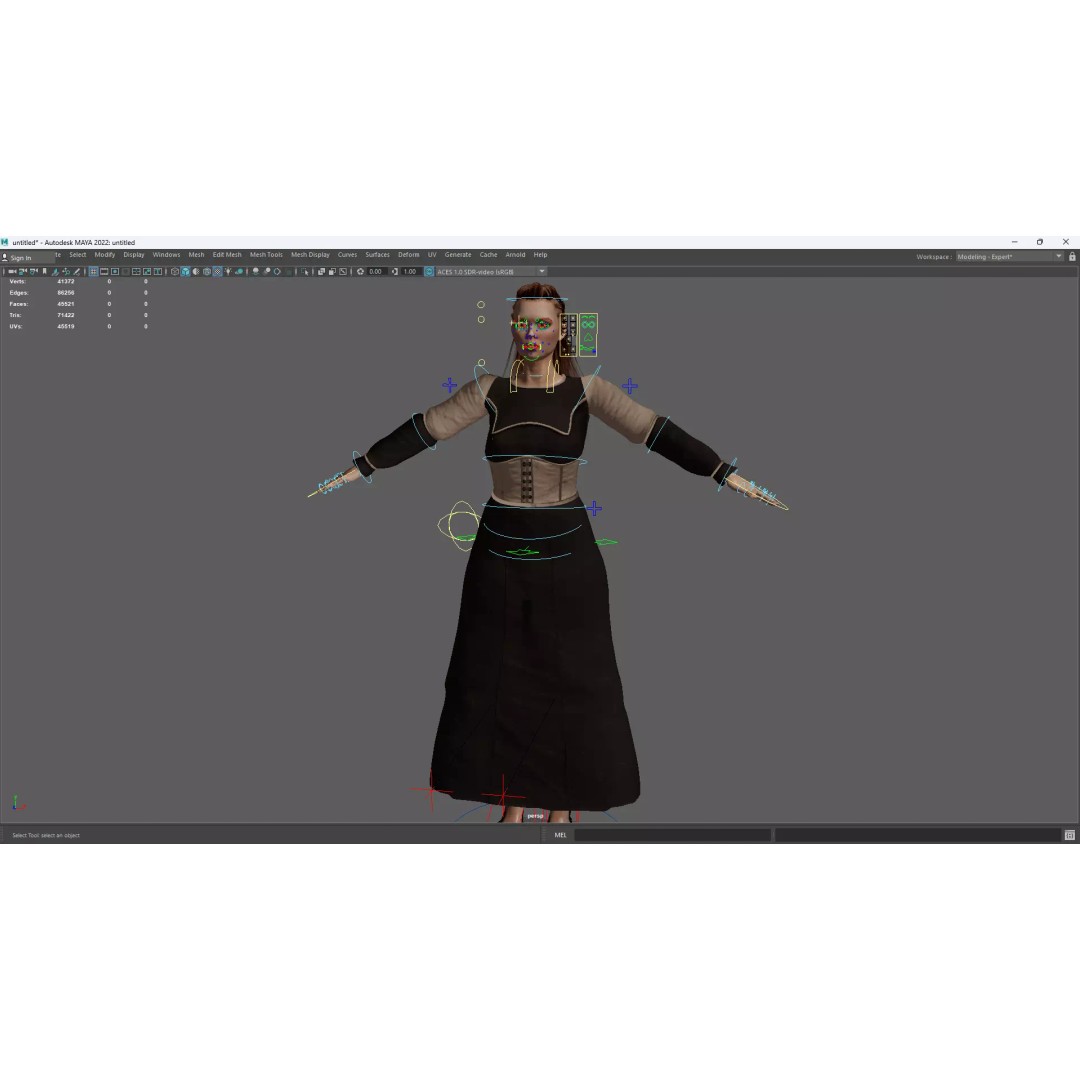 Medieval Female Character 3D Model – Stylized Low-Poly Game Asset, FBX - View 20