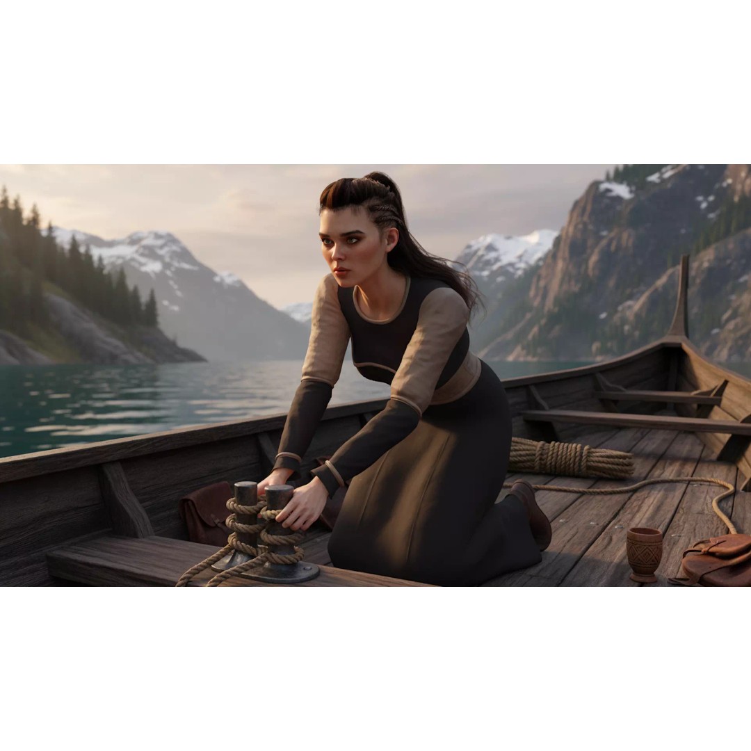 Medieval Female Character 3D Model – Stylized Low-Poly Game Asset, FBX - View 5