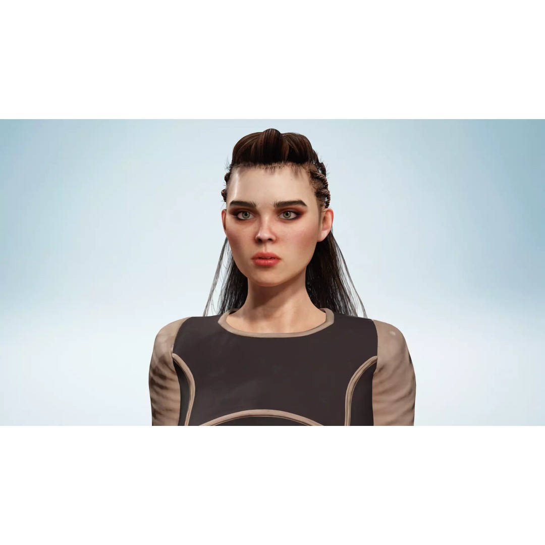 Medieval Female Character 3D Model – Stylized Low-Poly Game Asset, FBX - View 8