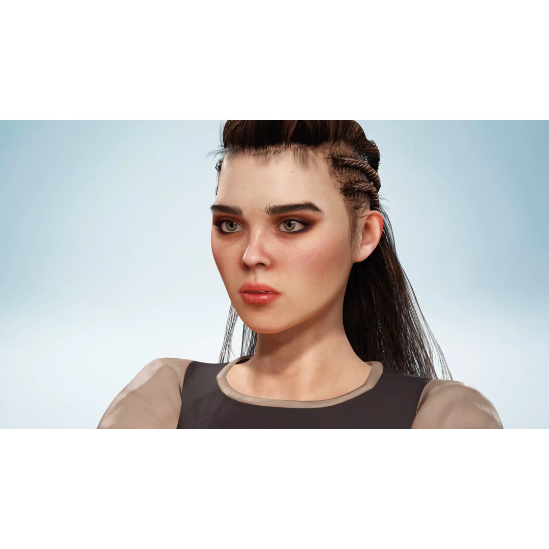 Medieval Female Character 3D Model – Stylized Low-Poly Game Asset, FBX - View 9