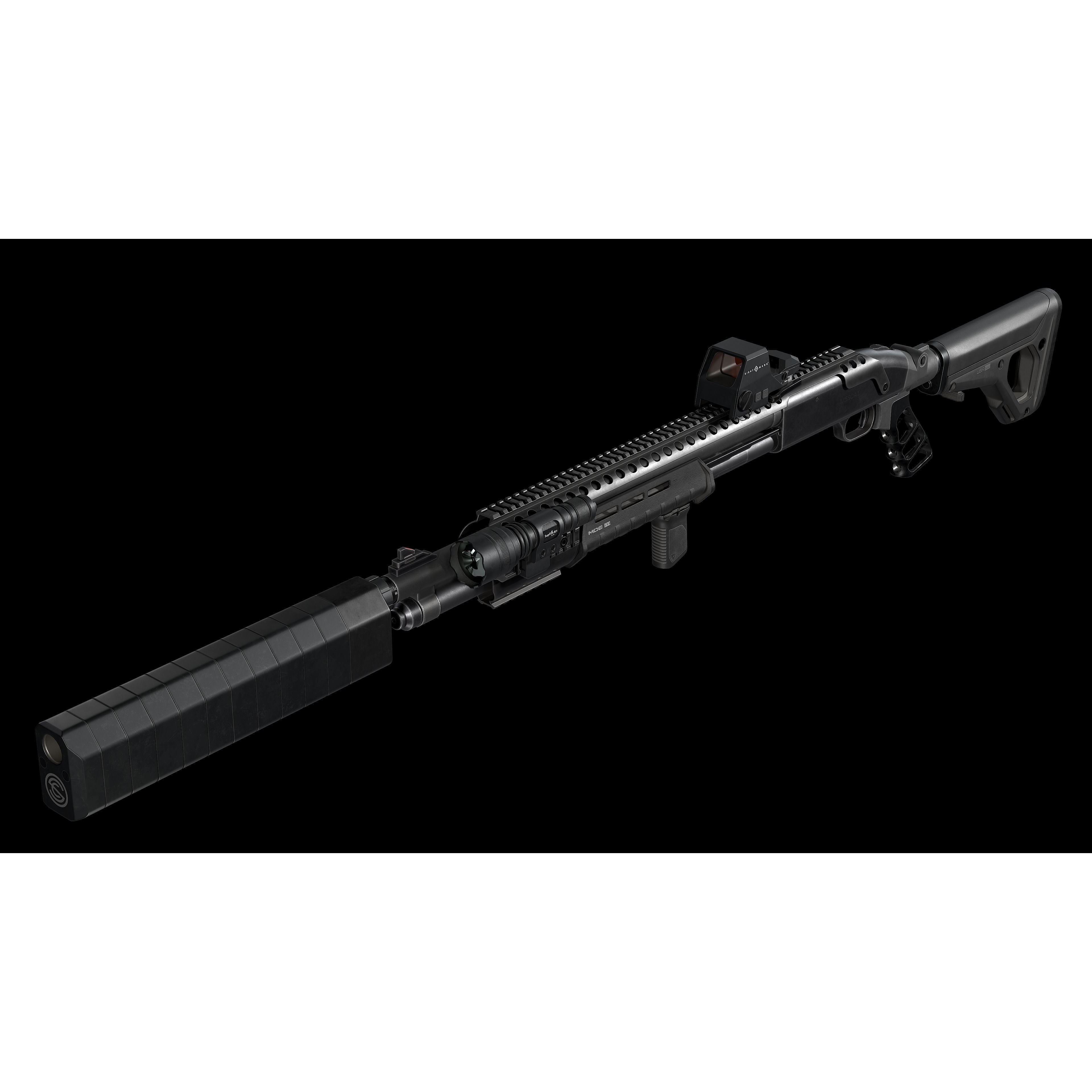 Mossberg 590 Tactical Shotgun - Low-Poly Game-Ready 3D Model - View 11