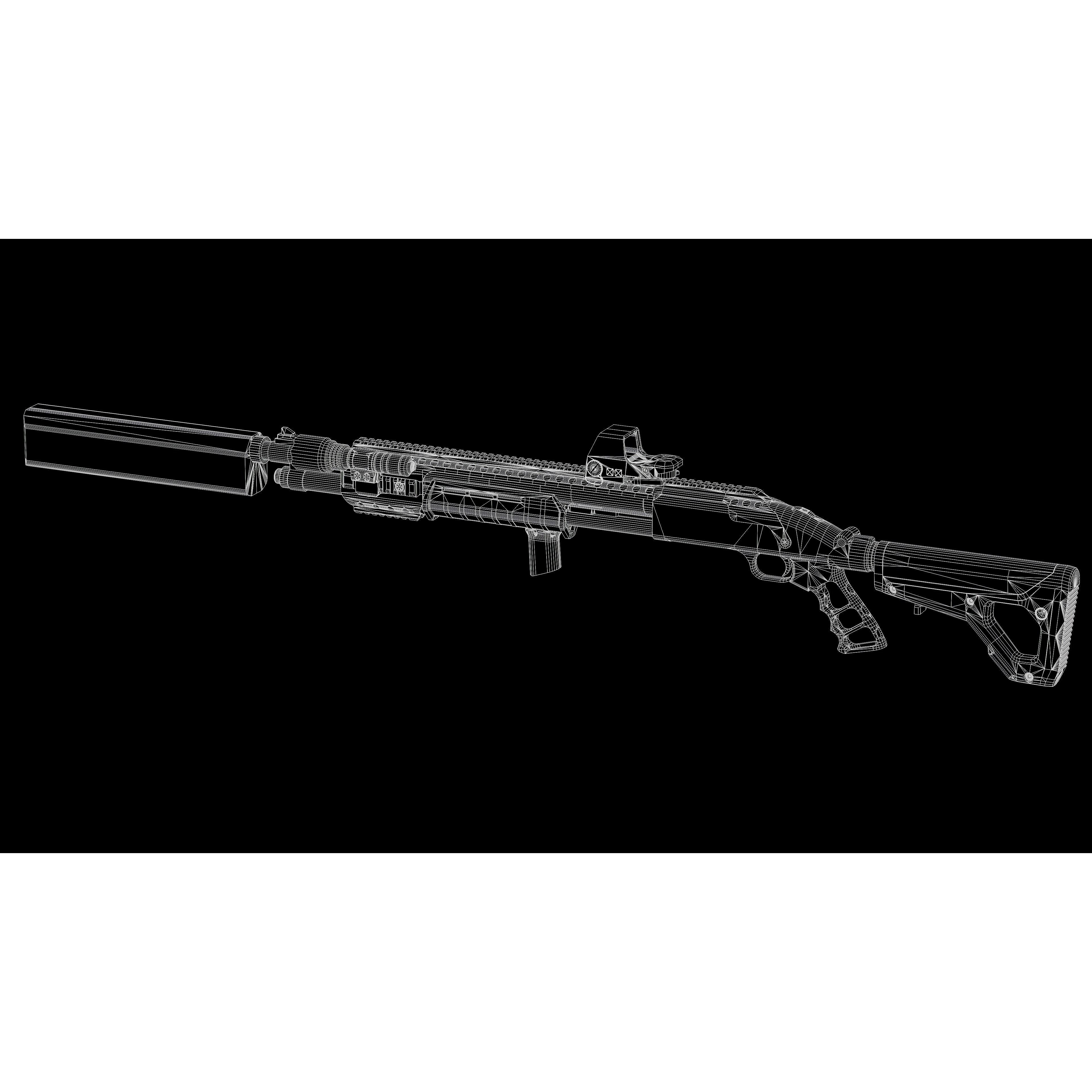 Mossberg 590 Tactical Shotgun - Low-Poly Game-Ready 3D Model - View 35