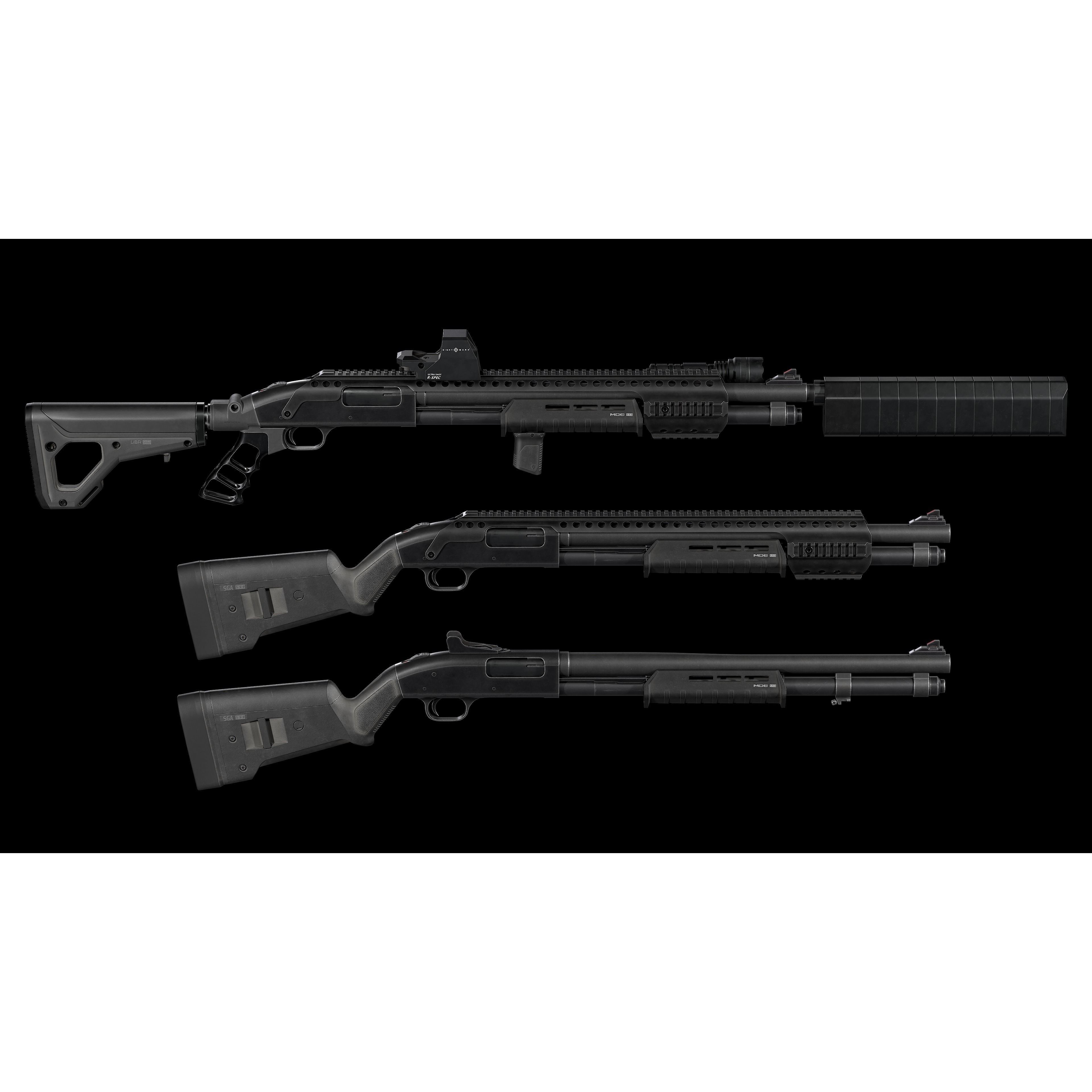 Mossberg 590 Tactical Shotgun - Low-Poly Game-Ready 3D Model - View 4