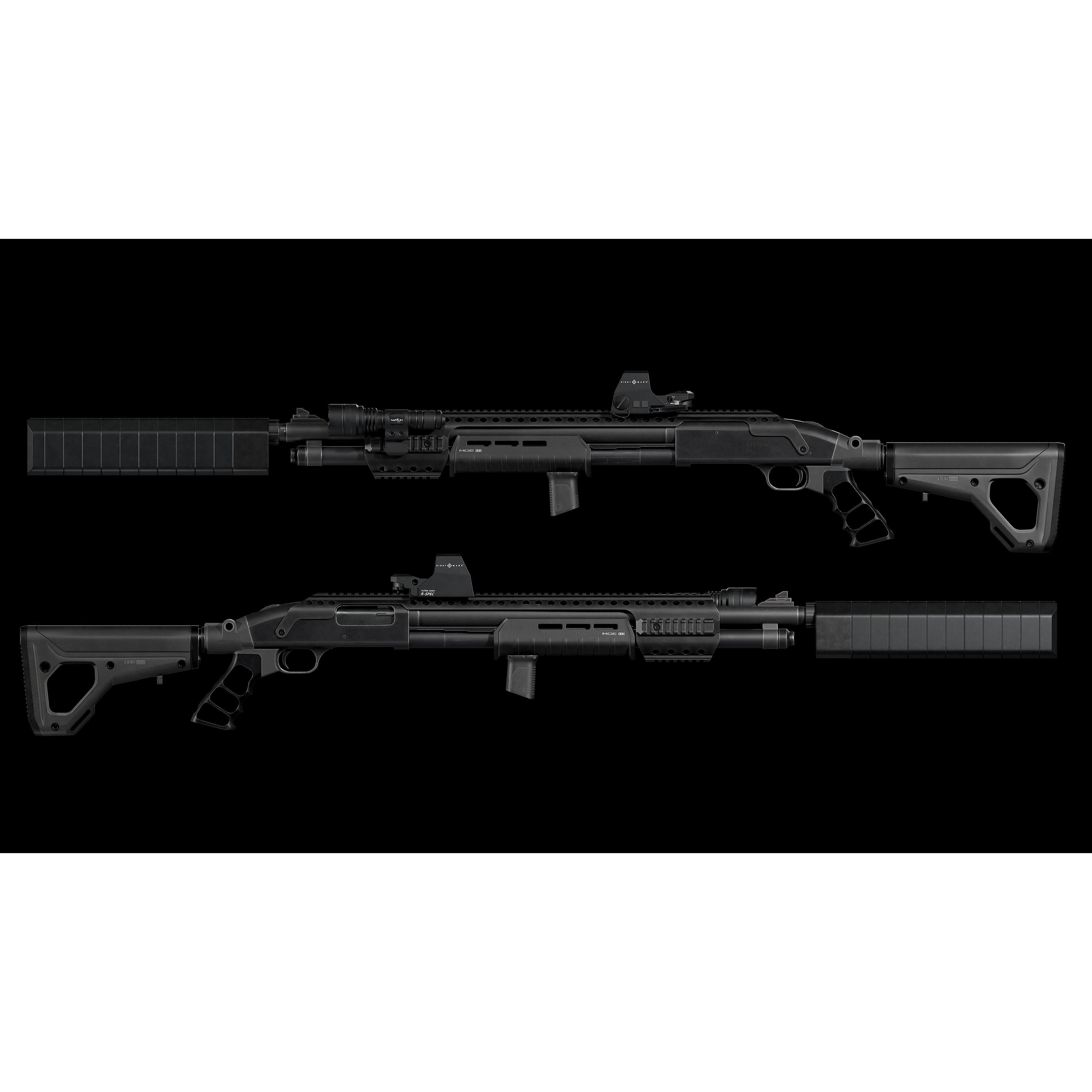 Mossberg 590 Tactical Shotgun - Low-Poly Game-Ready 3D Model - View 5