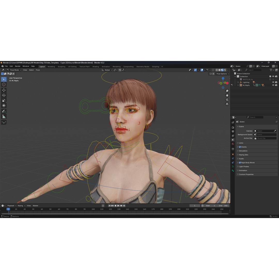 Realistic Female Warrior 3D Model – Low Poly Rigged Character for Games - View 14
