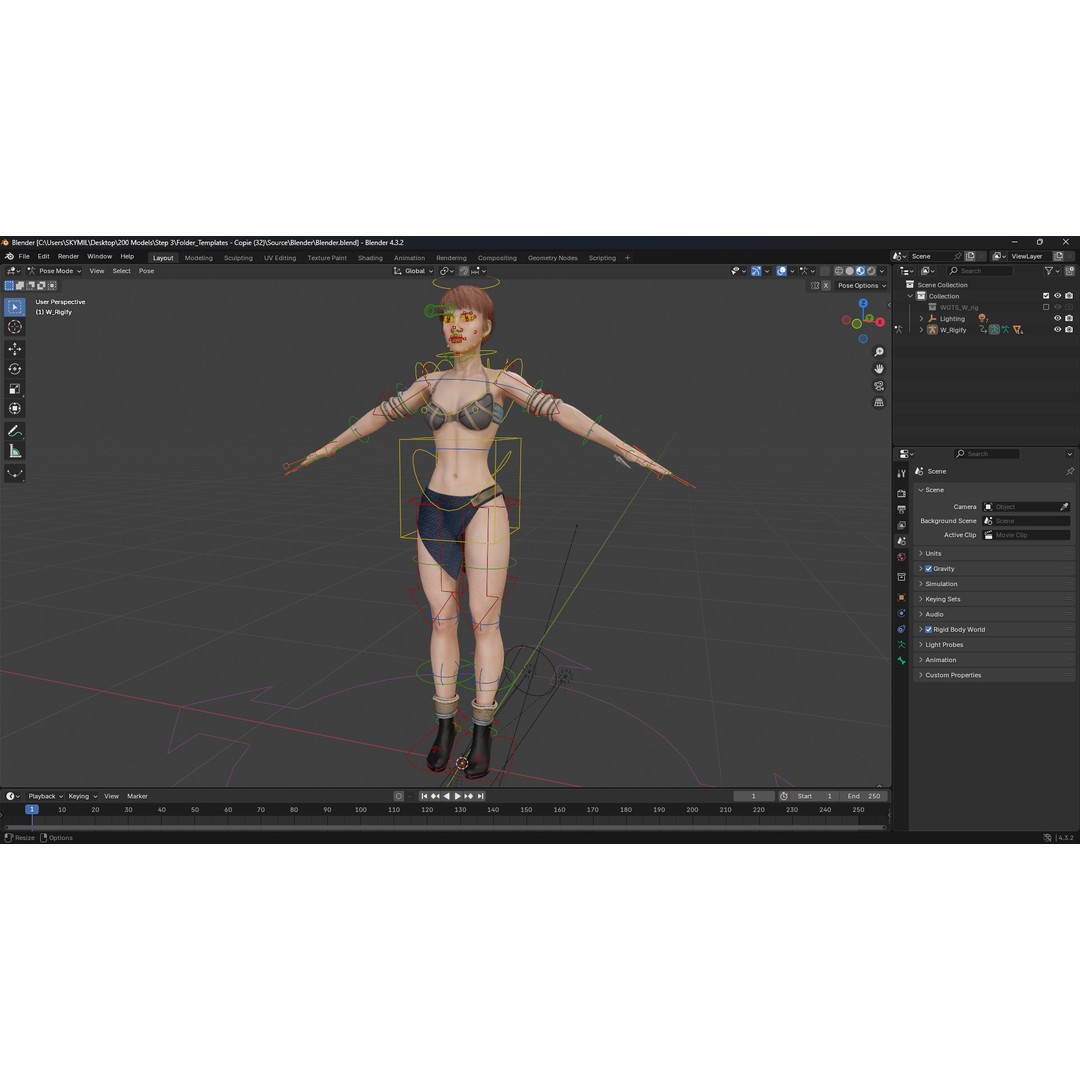 Realistic Female Warrior 3D Model – Low Poly Rigged Character for Games - View 15