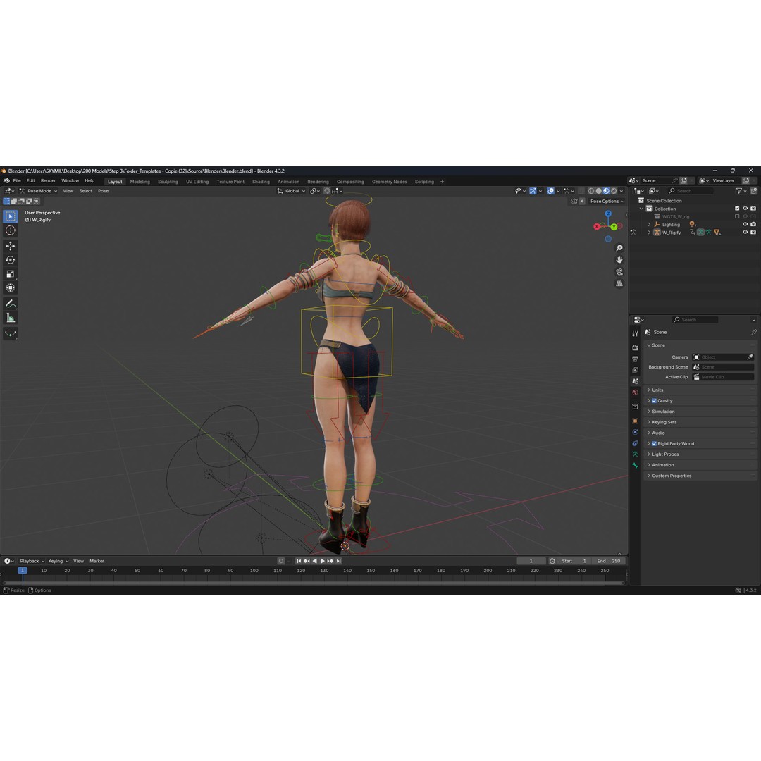 Realistic Female Warrior 3D Model – Low Poly Rigged Character for Games - View 16