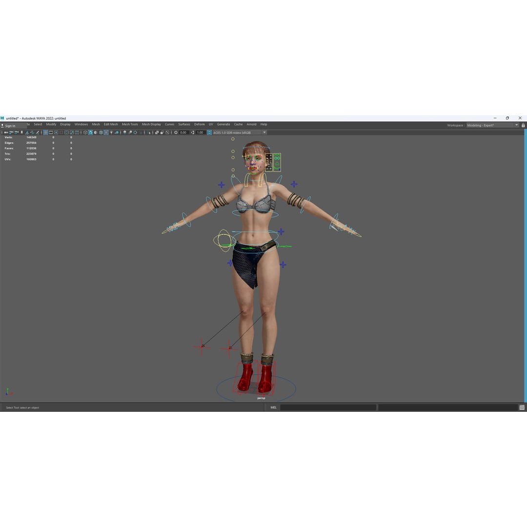 Realistic Female Warrior 3D Model – Low Poly Rigged Character for Games - View 20