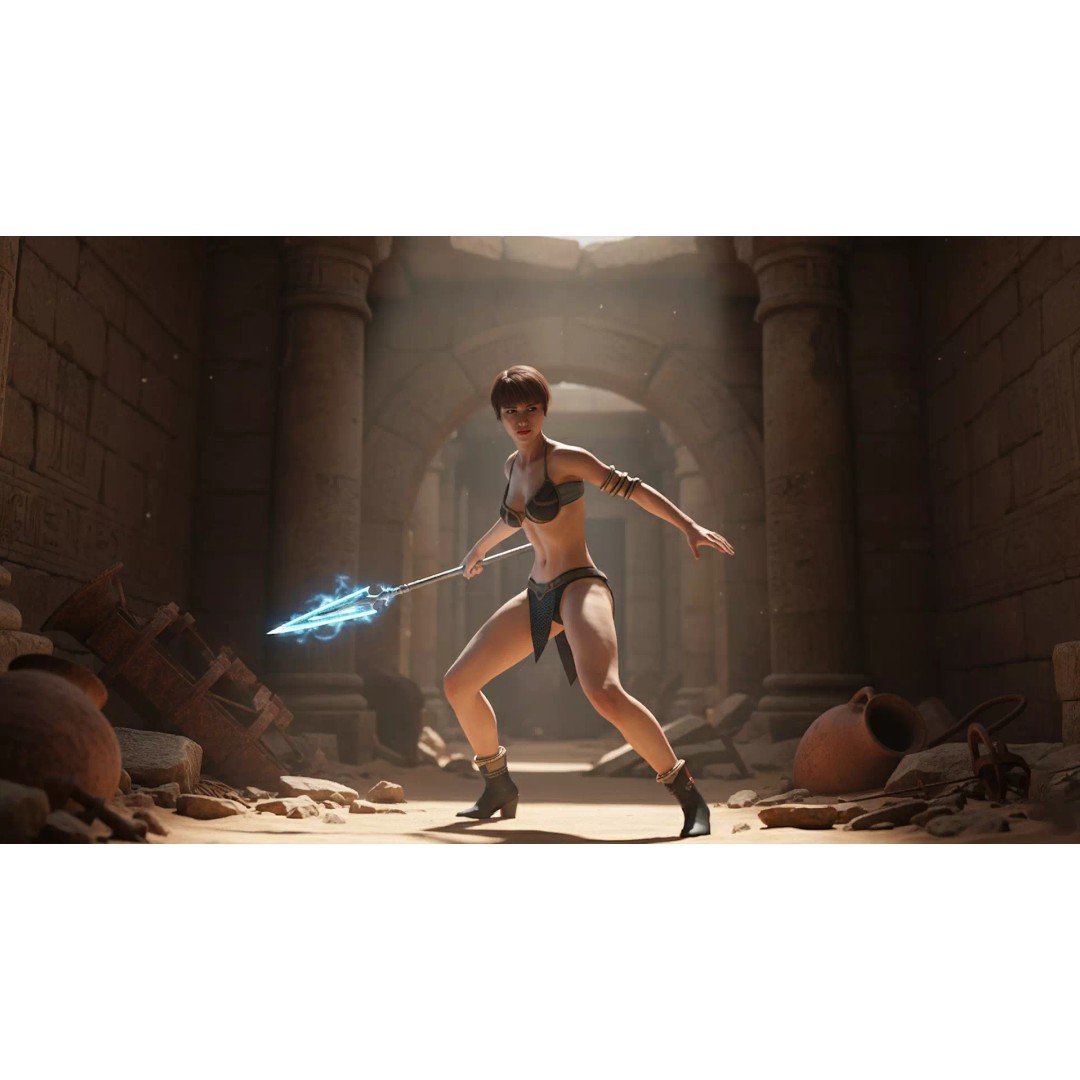 Realistic Female Warrior 3D Model – Low Poly Rigged Character for Games - View 5