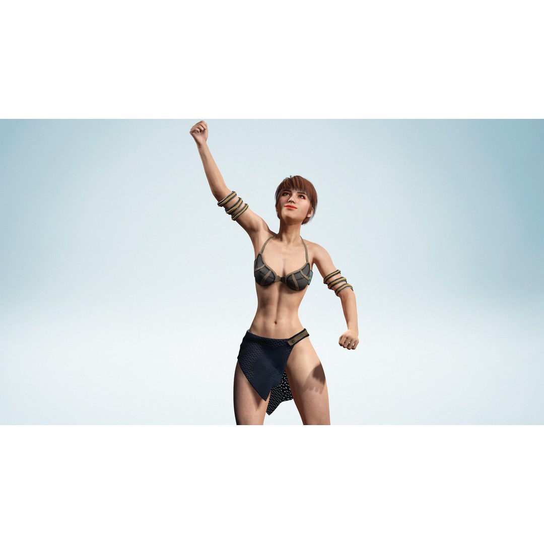 Realistic Female Warrior 3D Model – Low Poly Rigged Character for Games - View 8