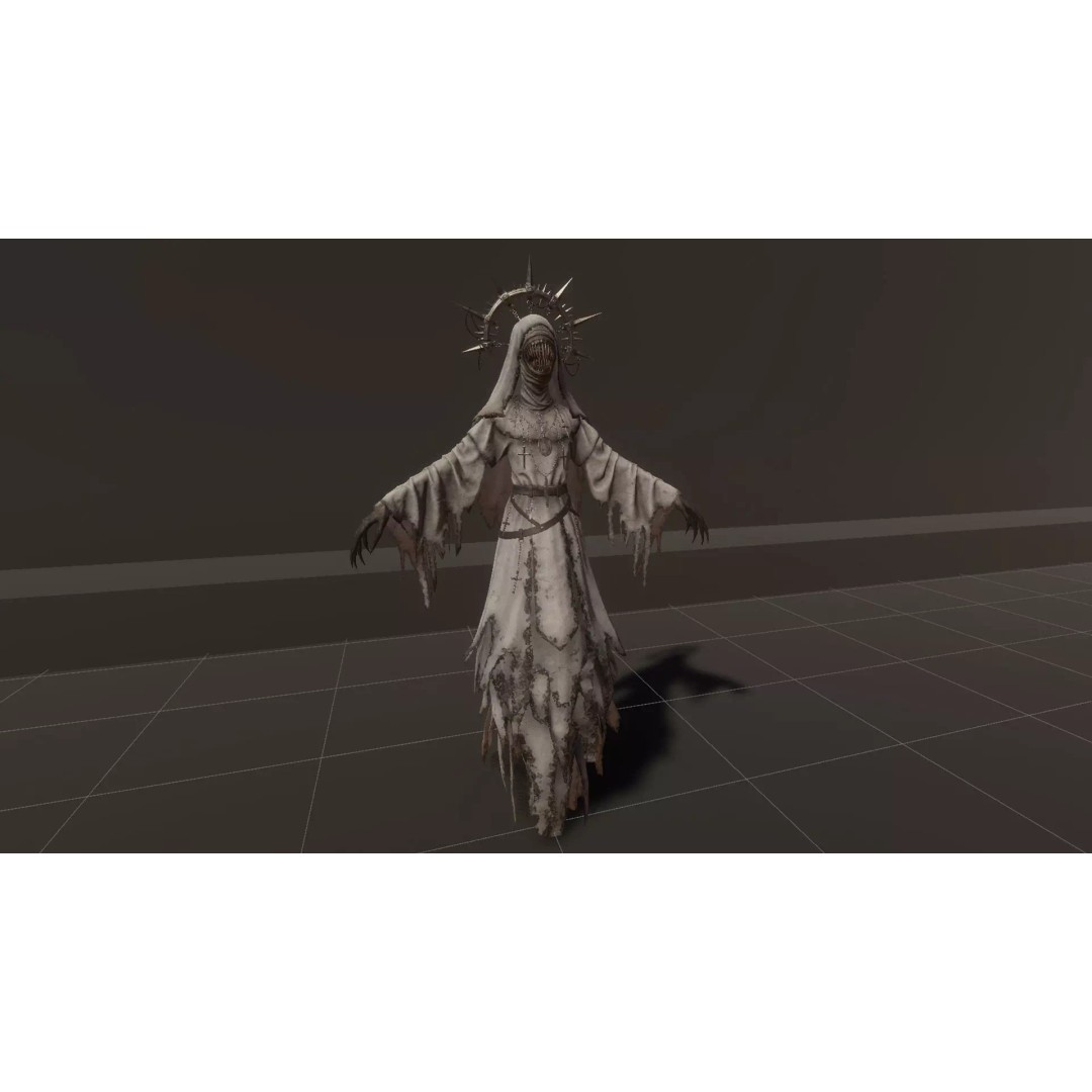 Wicked Nun 3D Model – Low Poly Character, Rigged, PBR, Game Ready