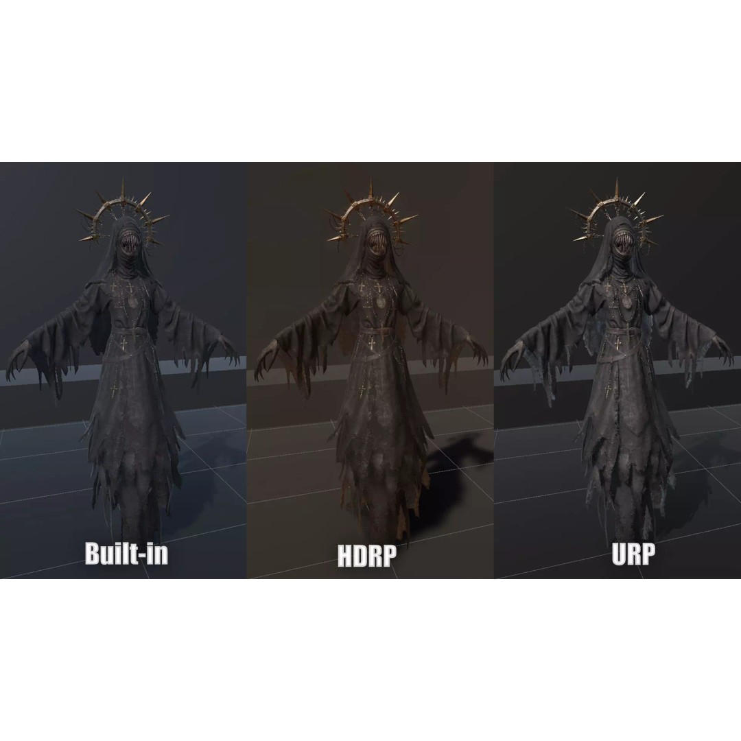 Wicked Nun 3D Model – Low Poly Character, Rigged, PBR, Game Ready - View 11