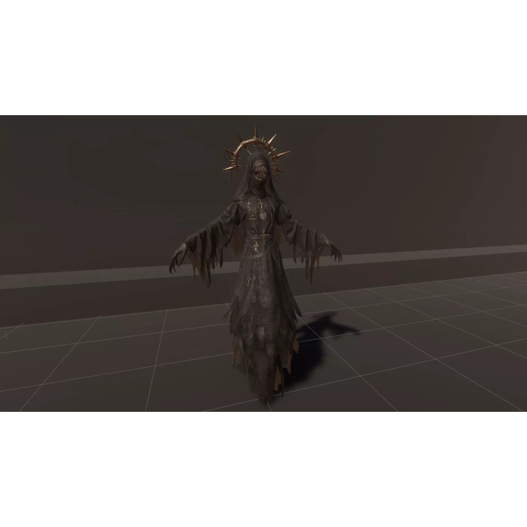 Wicked Nun 3D Model – Low Poly Character, Rigged, PBR, Game Ready - View 13