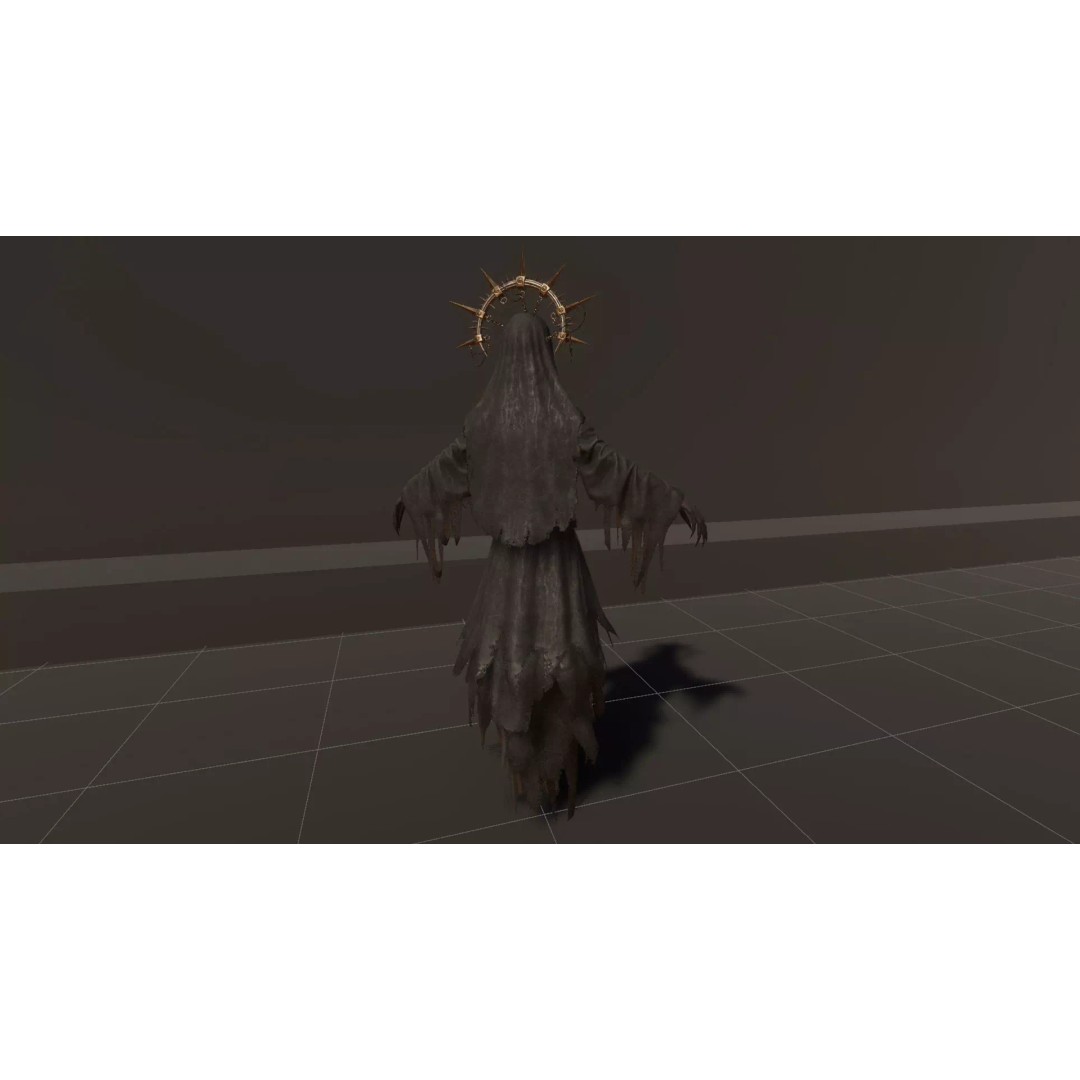 Wicked Nun 3D Model – Low Poly Character, Rigged, PBR, Game Ready - View 14