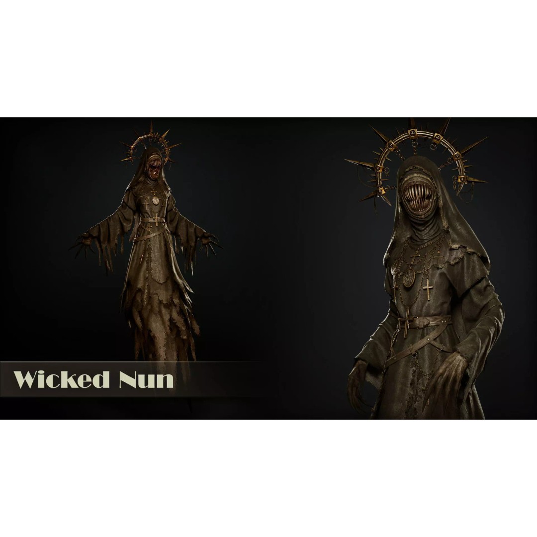 Wicked Nun 3D Model – Low Poly Character, Rigged, PBR, Game Ready - View 3