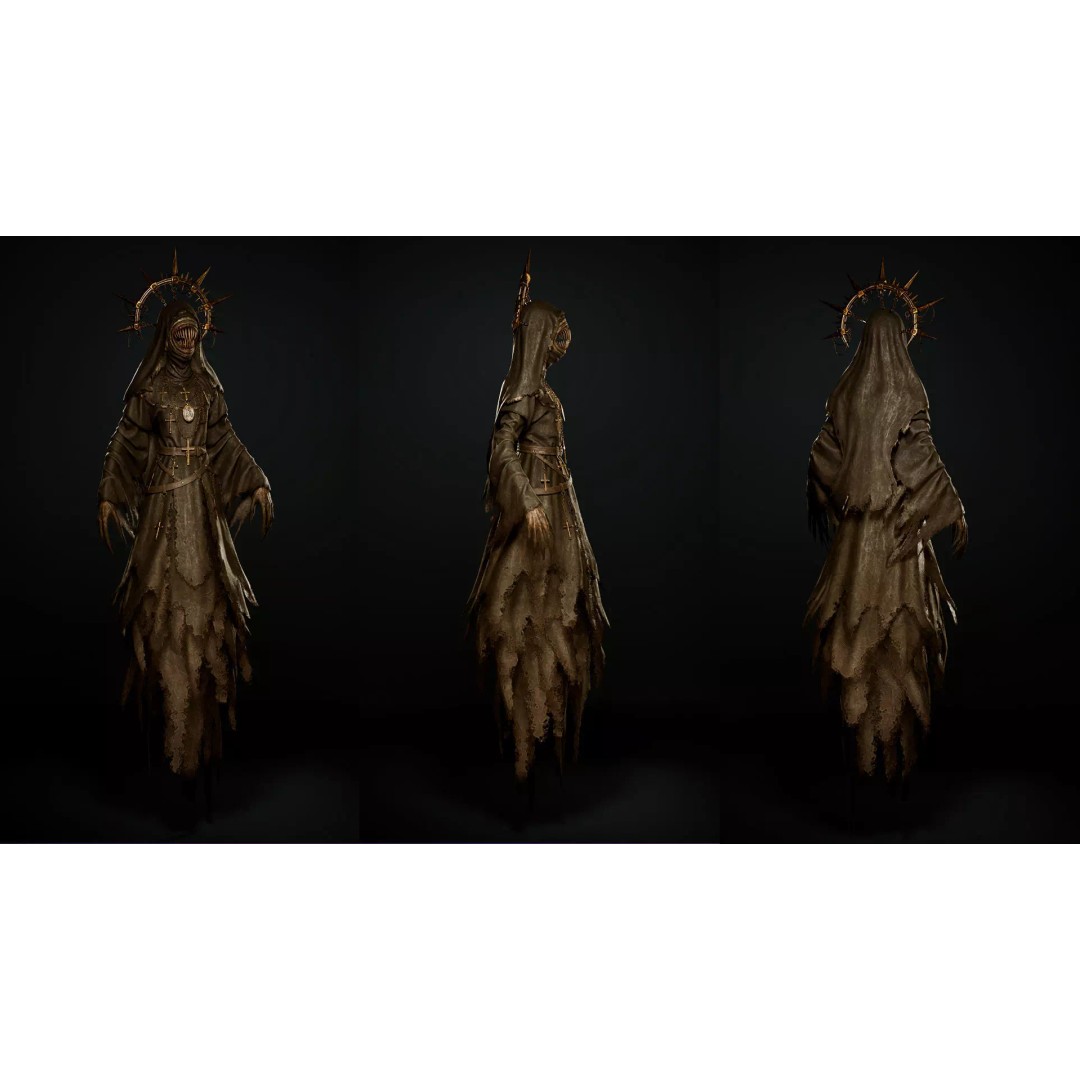 Wicked Nun 3D Model – Low Poly Character, Rigged, PBR, Game Ready - View 4